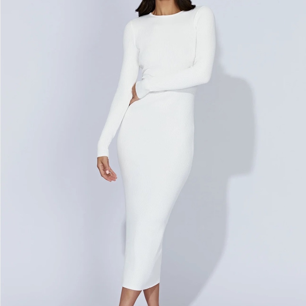 Meshki rowen midi dress white